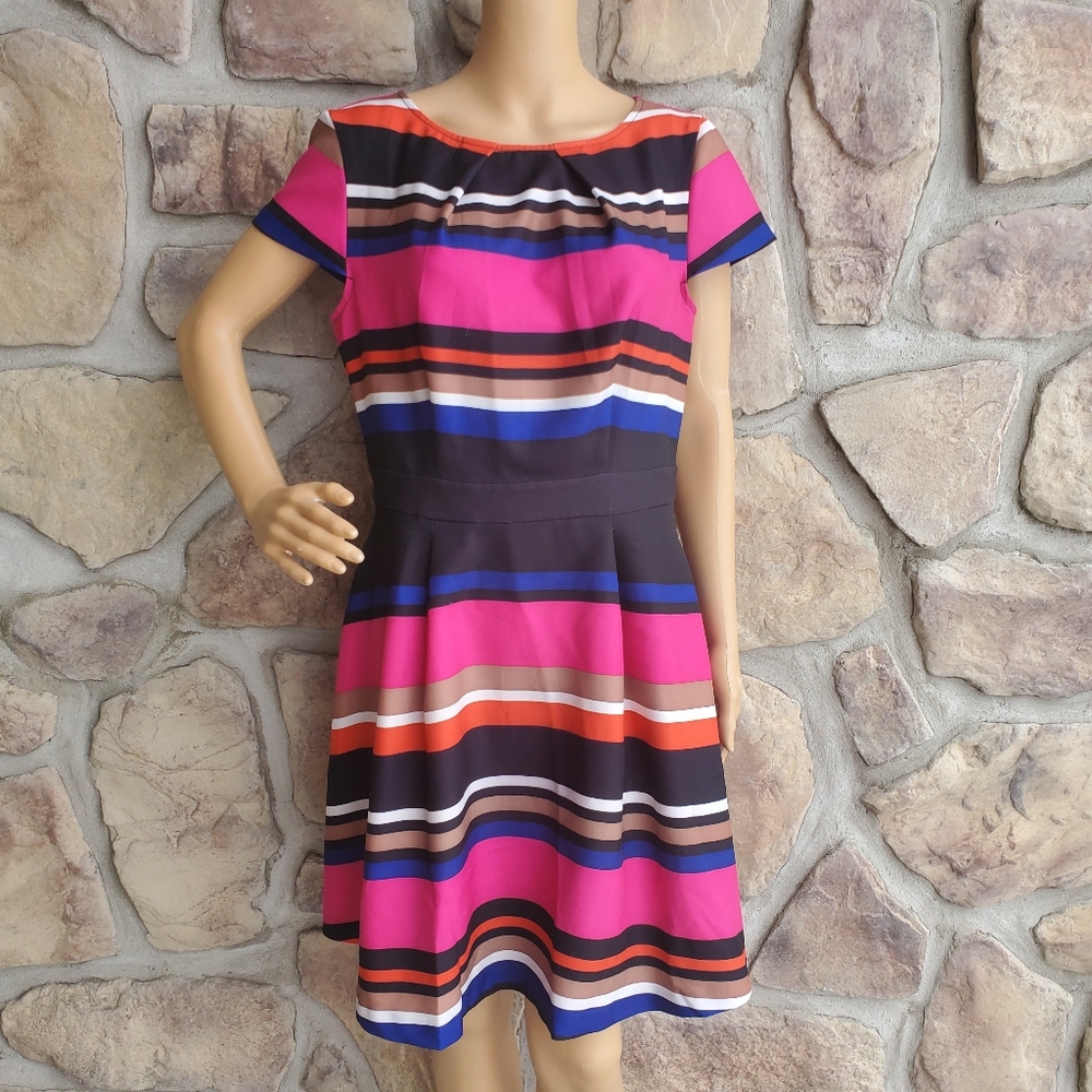 ELLE | Multicolored Striped A Line Dress